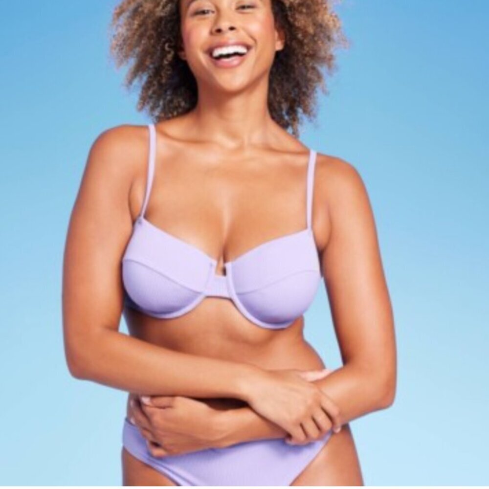 Shade & Shore Women's Ribbed Underwire Bikini Top and Bottoms